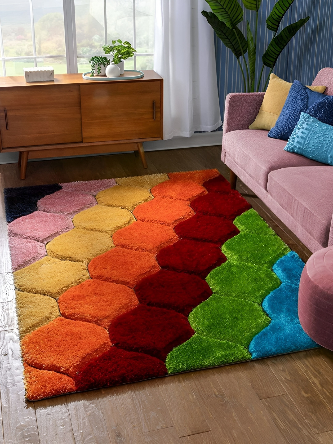 Shopgallery Yellow & Orange Geometric Anti-Skid Carpet