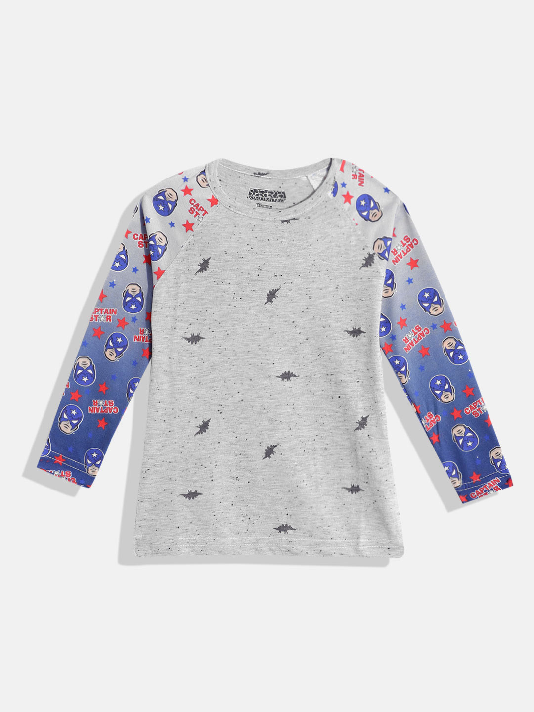 Eteenz Boys Captain Star Printed Premium Cotton Round-Neck T-shirt