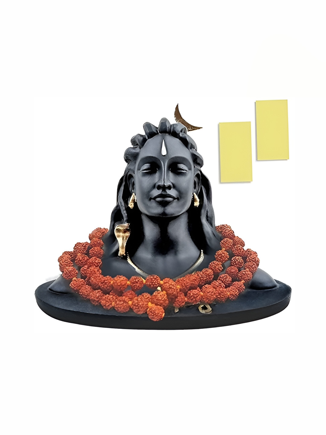 Navyaksh Adiyogi Shiv Ji Mahadev Black Polyresin Matte Prayer Room Set of 4 Small Showpieces - 3.1 Inches