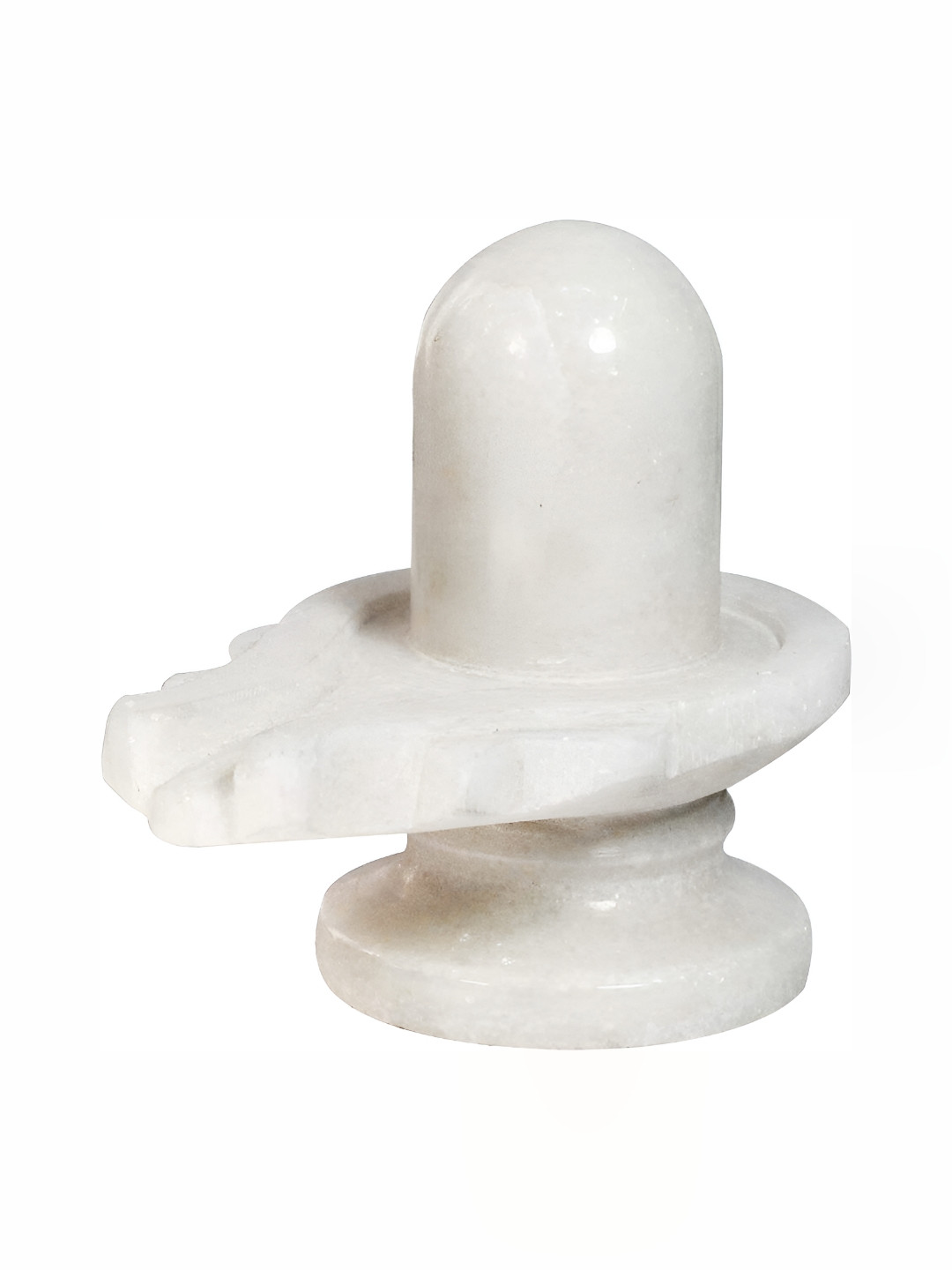 Navyaksh Shiv Lingam White Marble Glossy Prayer Room Small Showpiece - 3.1 Inches