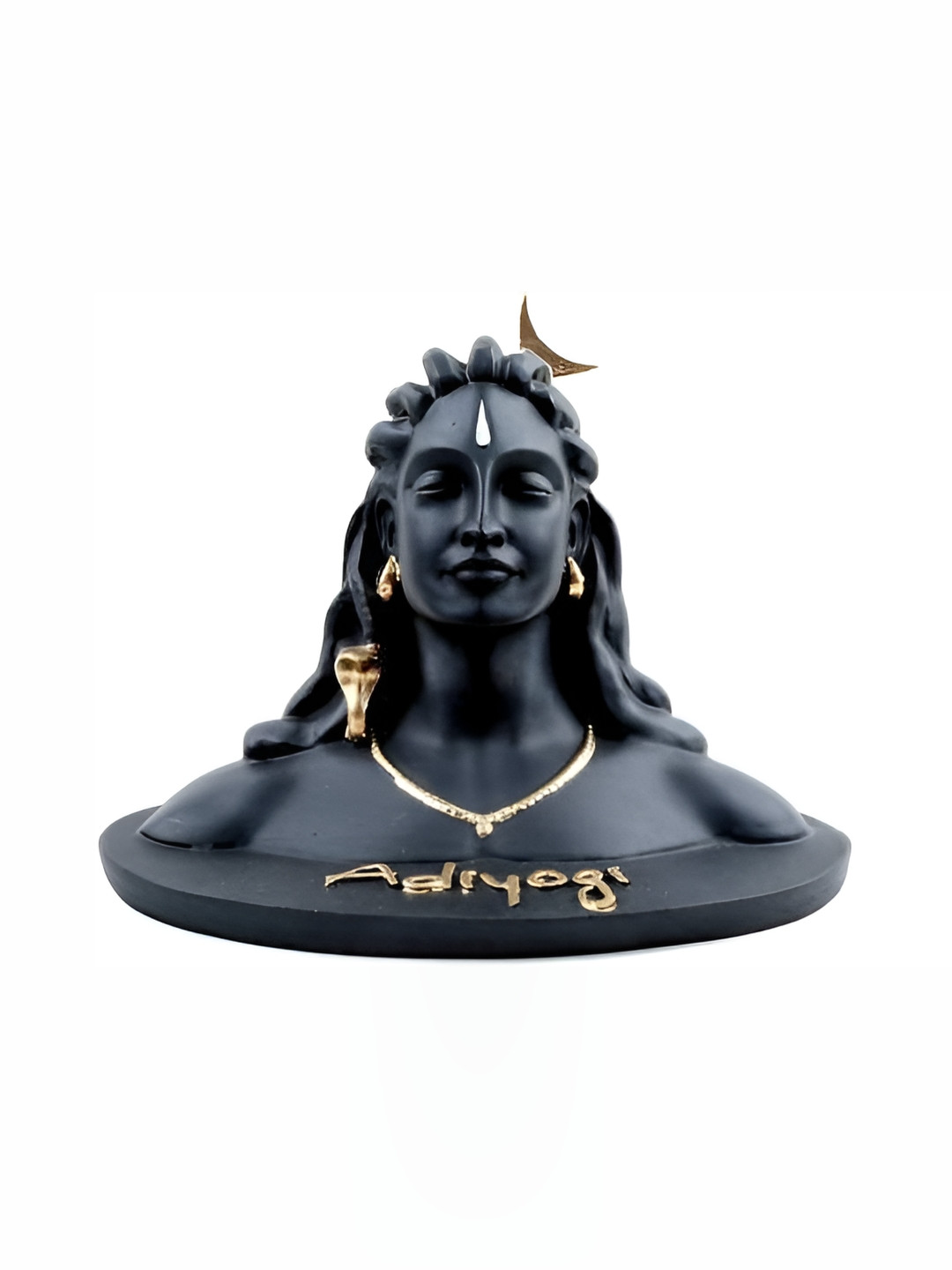 Navyaksh Adiyogi Shiv Bholenath Black Polyresin Matte Prayer Room Small Showpiece - 3.1 Inches