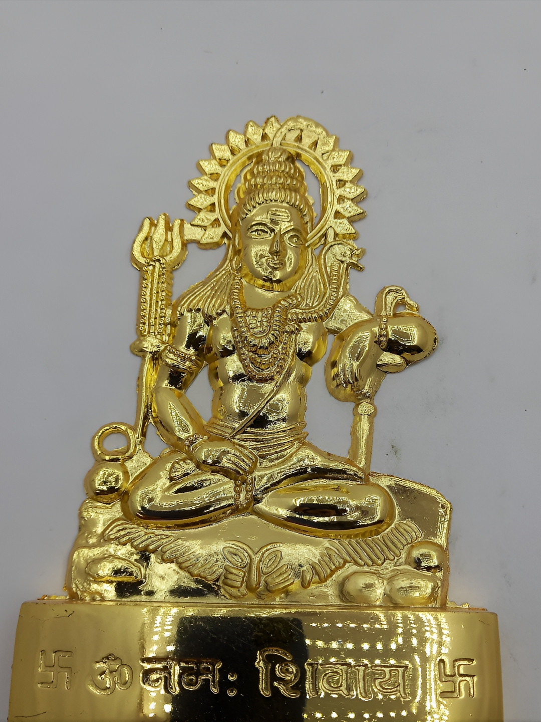 Navyaksh Shankar Ji Gold Brass Metallic Prayer Room Tiny Showpiece - 3.1 Inches