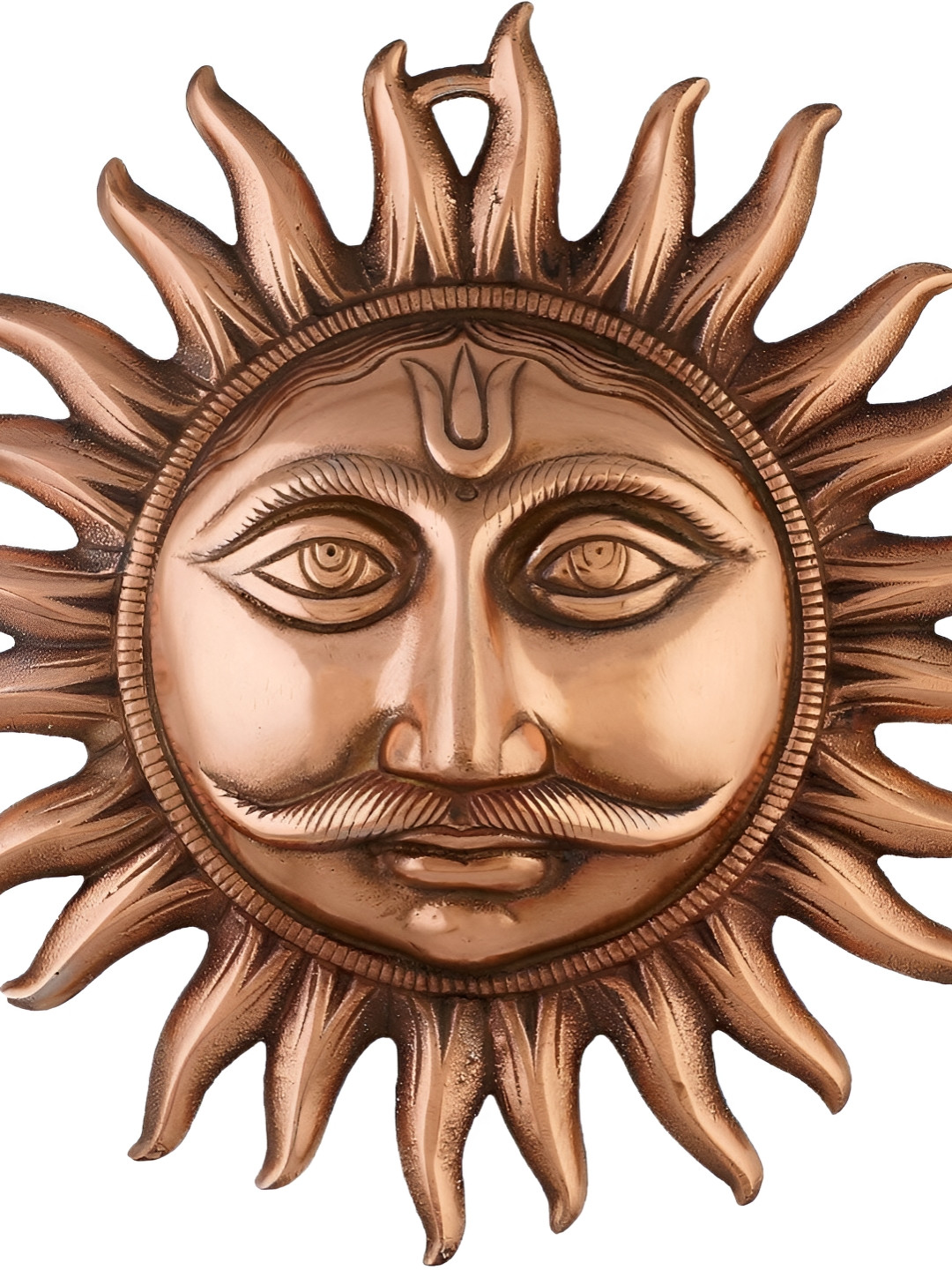 Navyaksh Surya Bhagwan Wall Hanging Copper Brass Metallic Prayer Room Small Showpiece - 3.1 Inches