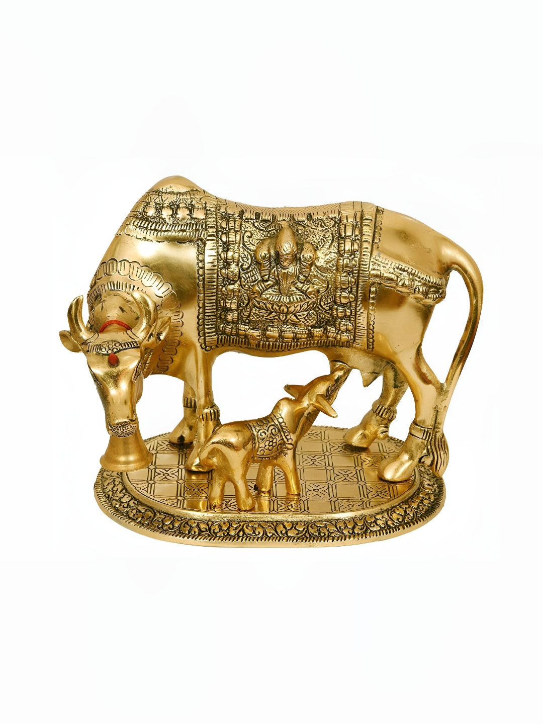 Navyaksh Cow Religious Idols Gold Metal Metallic Garden Small Showpiece -