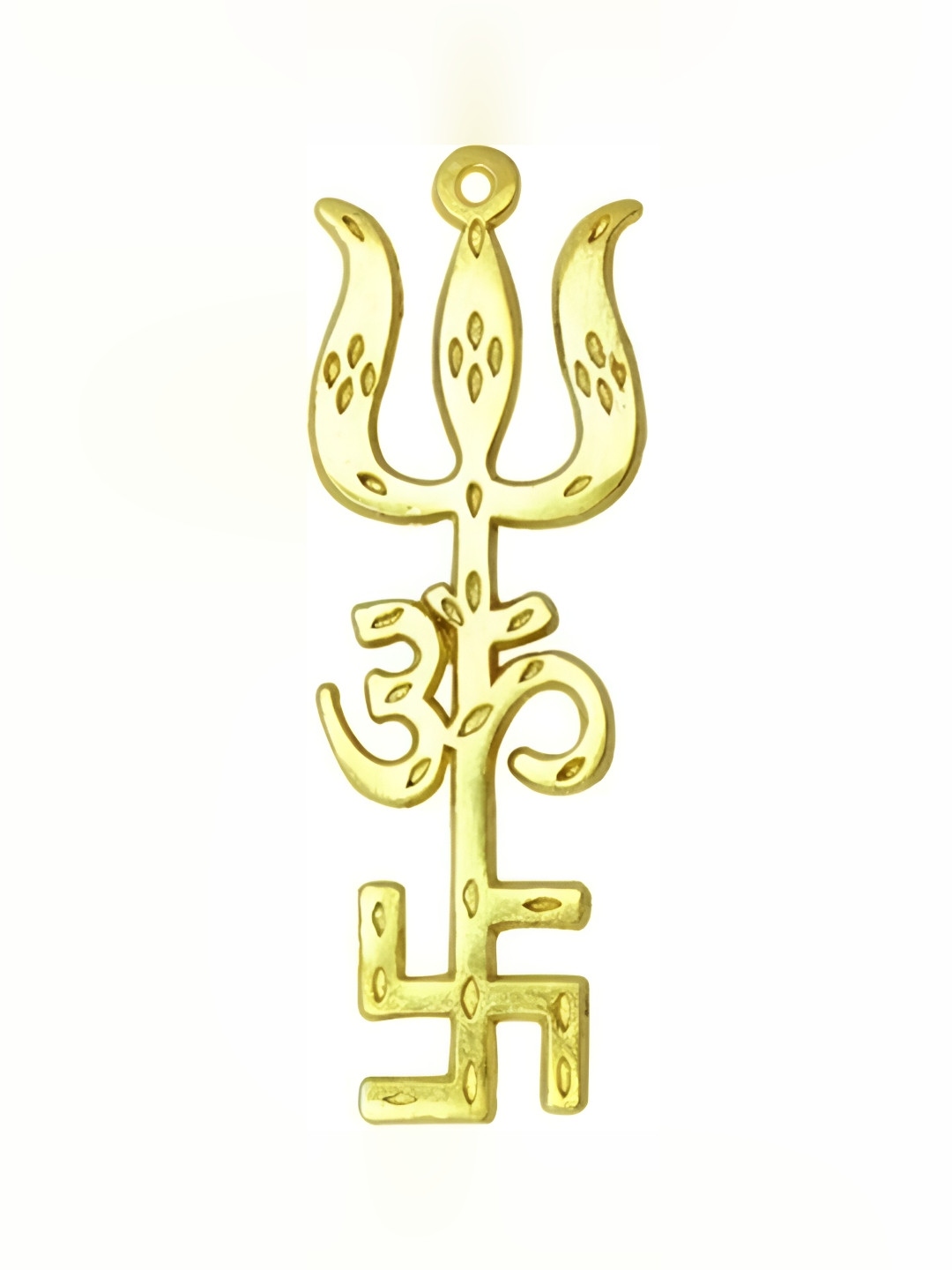 Navyaksh Trishakti Gold Brass Metallic Prayer Room Small Showpiece - 4.3 Inches