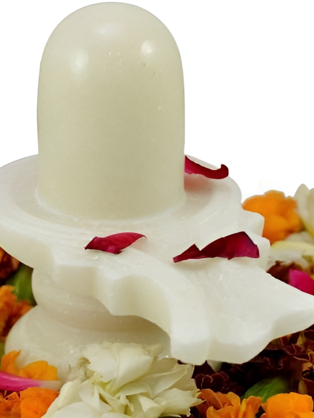 Navyaksh Shiva Lingam Cream Marble Glossy Prayer Room Small Showpiece - 3.1 Inches