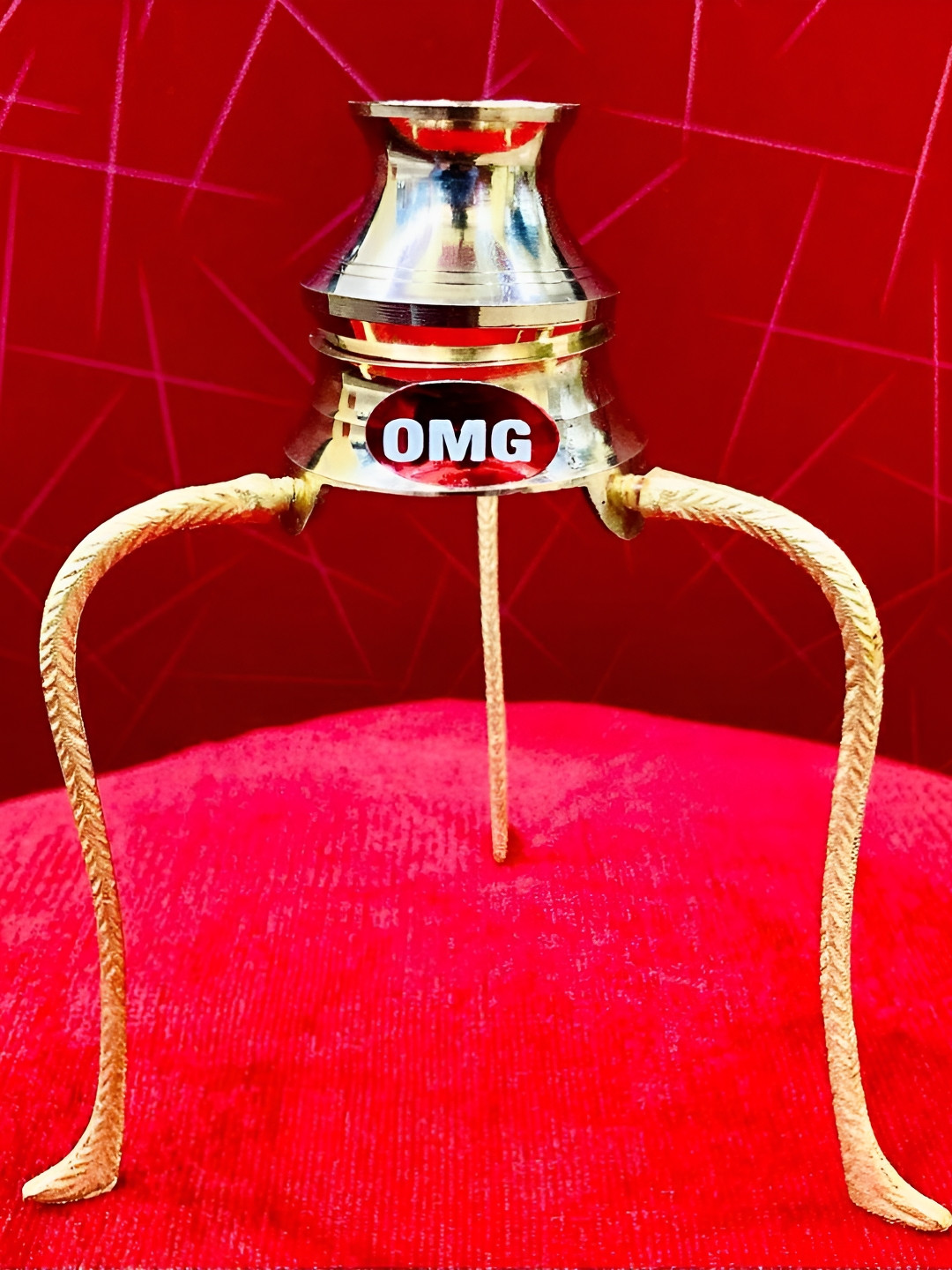 Navyaksh Shivling Stand with Abhishek Loti Gold Brass Metallic Living Room Set of 2 Small Showpieces - 3.1 Inches