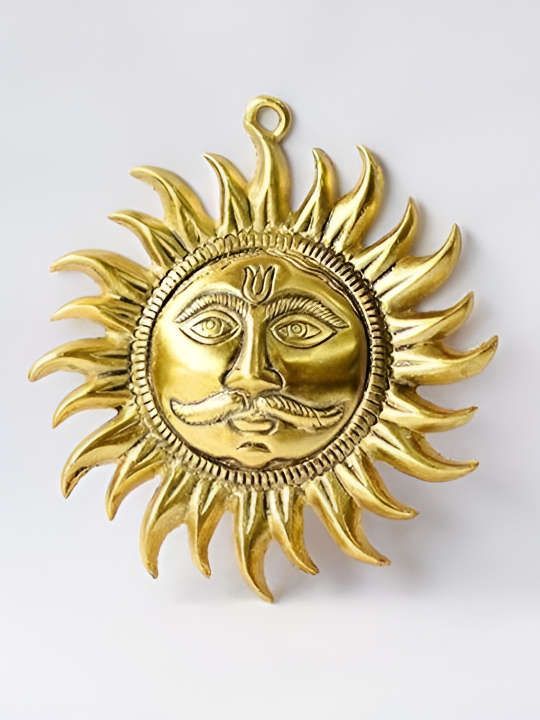 Navyaksh Vastu Sun Mask Wall Hanging Gold Brass Metallic Living Room Small Showpiece -