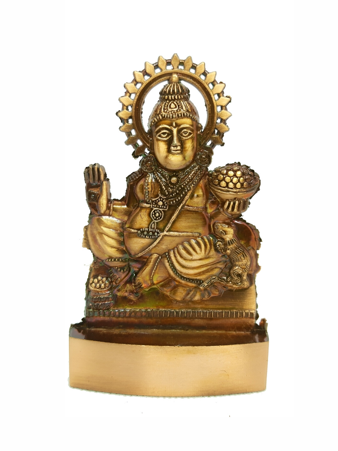 Navyaksh Kuber Gold Metal Metallic Prayer Room Small Showpiece - 2.6 Inches