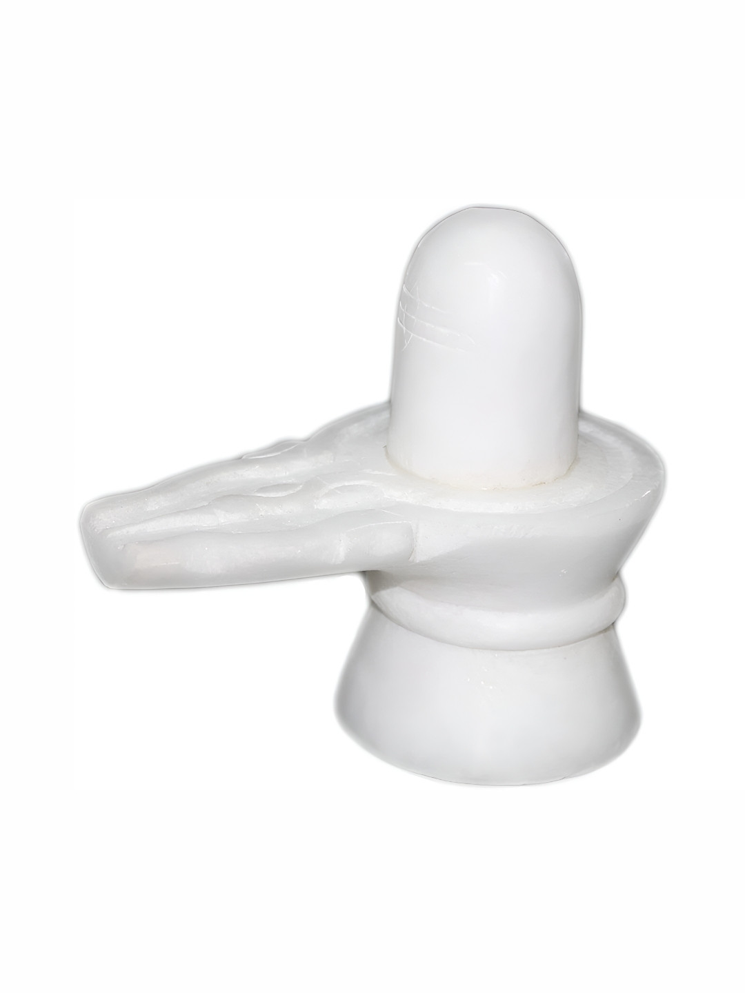 Navyaksh Shiv Lingam White Marble Natural Prayer Room Small Showpiece - 3.1 Inches