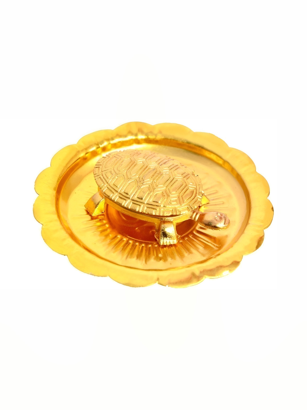 Navyaksh Ichhakachua Yantram Gold Metal Glossy Living Room Set of 2 Small Showpieces - 2.4 Inches