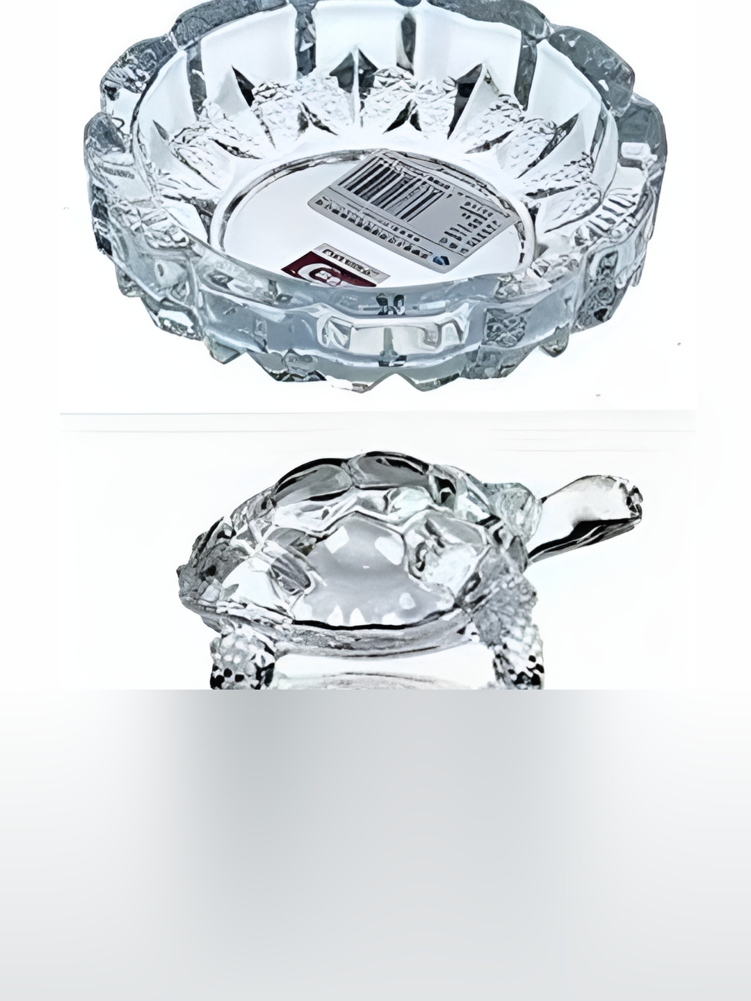 Navyaksh Feng Shui Tortoise Plate Vastu Yantra Feng Sui Transparent Metal Metallic Living Room Set of 2 Small Showpieces - 4.3 Inches