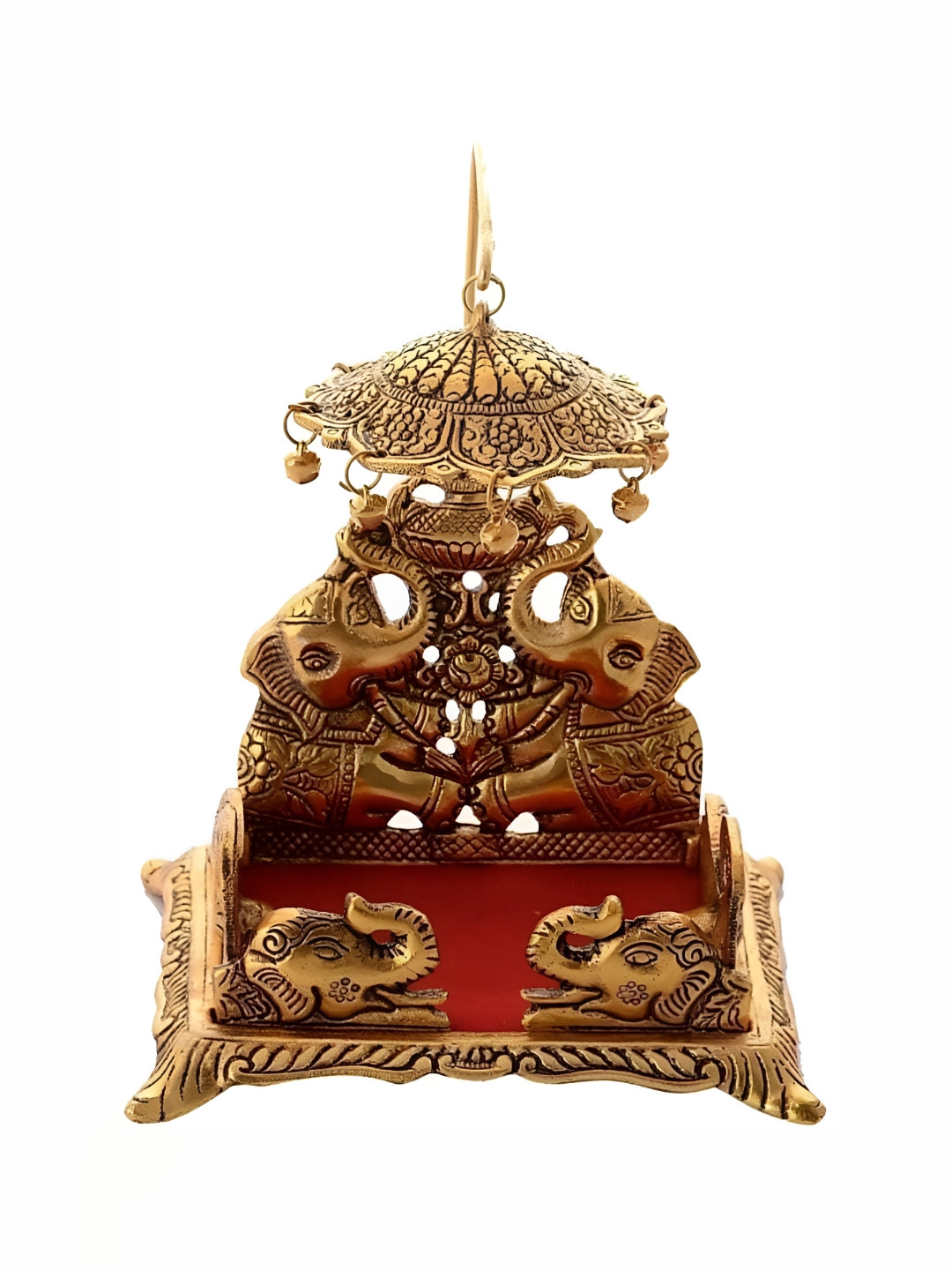 Navyaksh Krishna Sihasan Gold Metal Metallic Study Room Small Showpiece - 4.3 Inches