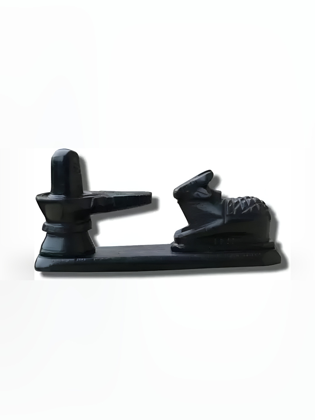 Navyaksh Shivling Nandi Black Marble Glossy Living Room Small Showpiece - 3.1 Inches