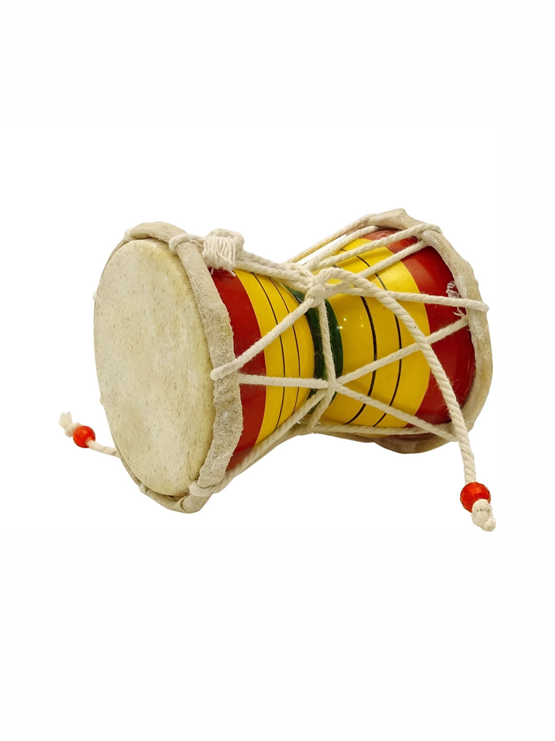 Navyaksh Meditation Kirtan Shiv Damroo Beige Wood Natural Prayer Room Small Showpiece - 2.6 Inches