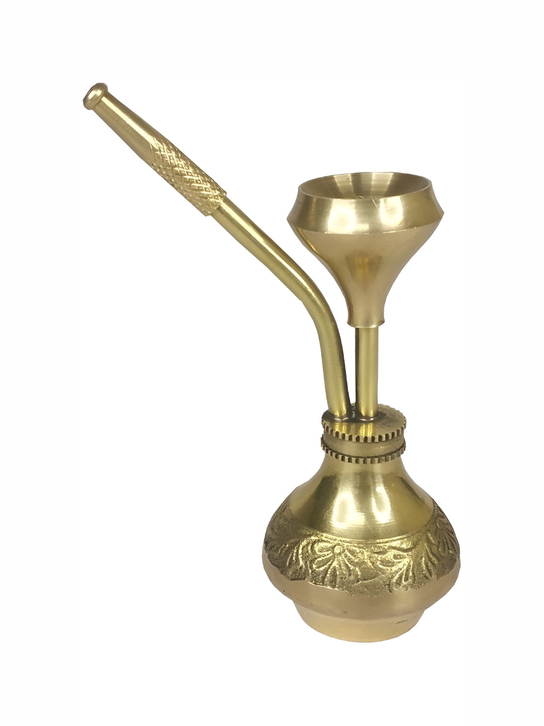 Navyaksh Water Smoking Pipe Vintage Hooka Gold Metal Metallic Living Room Medium Showpiece - 4.7 Inches