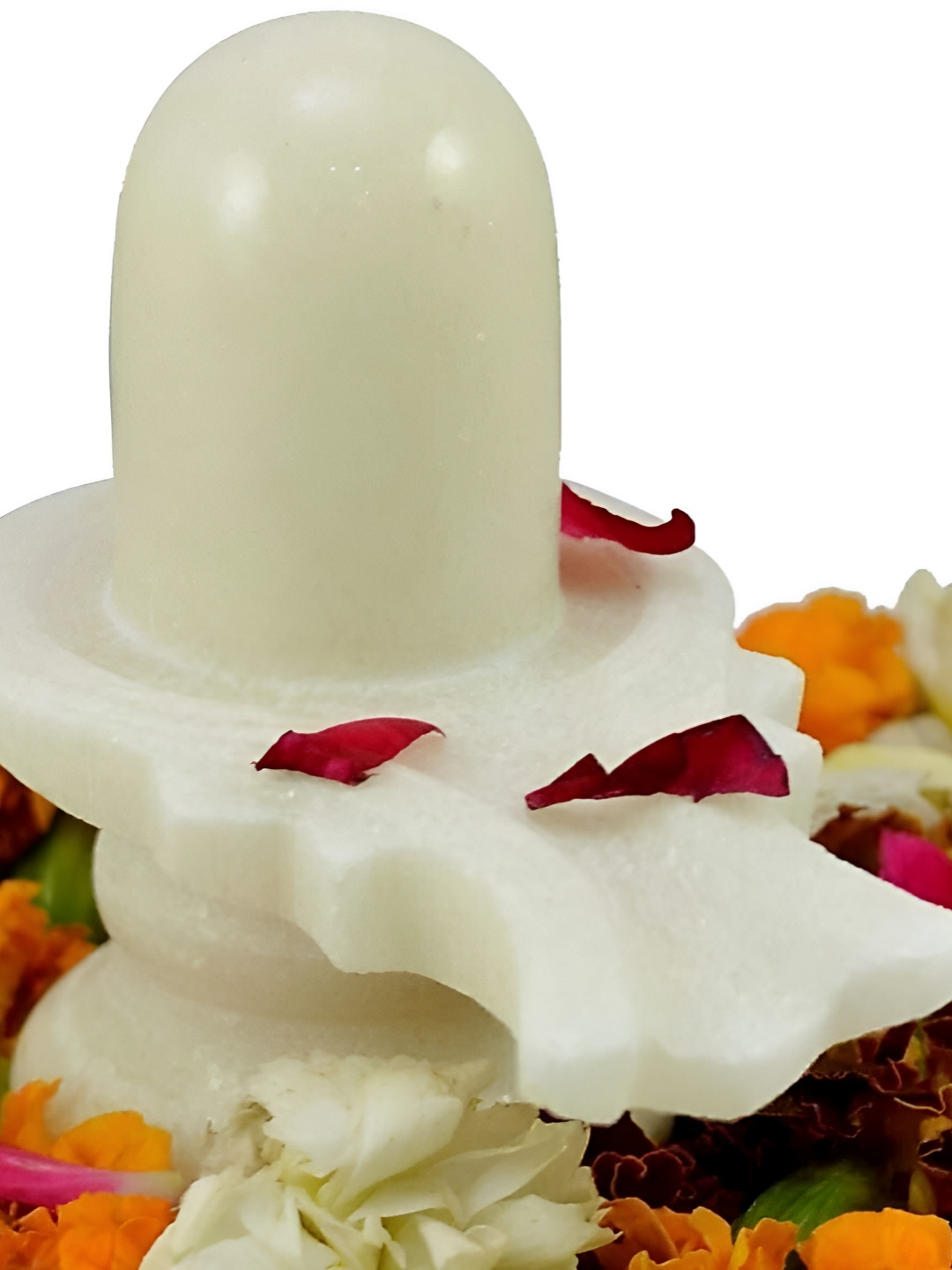 Navyaksh Shivling White Marble Natural Prayer Room Small Showpiece - 3.1 Inches