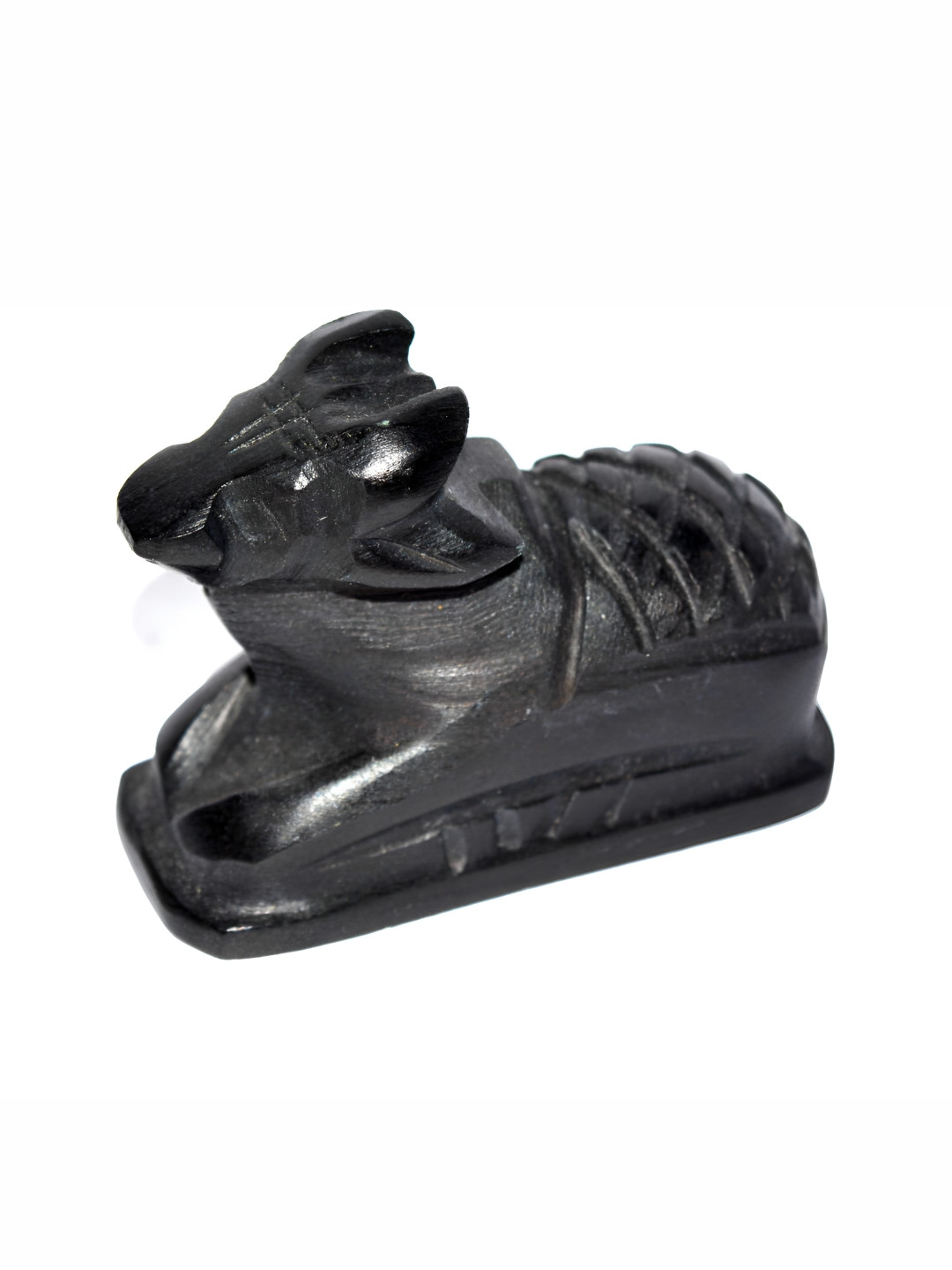 Navyaksh Nandi Black Marble Glossy Prayer Room Small Showpiece - 3.1 Inches