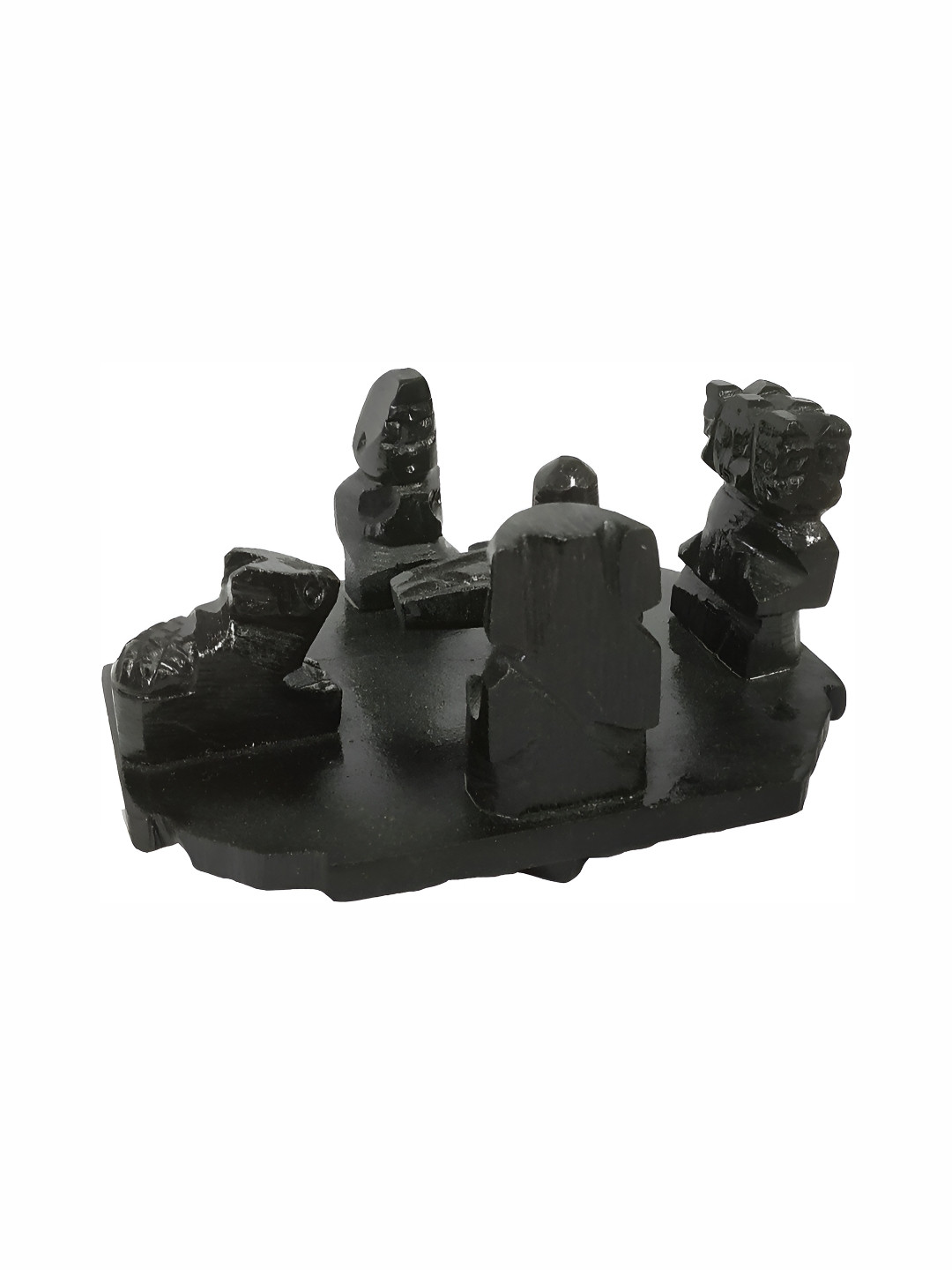Navyaksh Shiv Praivar Black Marble Glossy Prayer Room Tiny Showpiece - 3.1 Inches