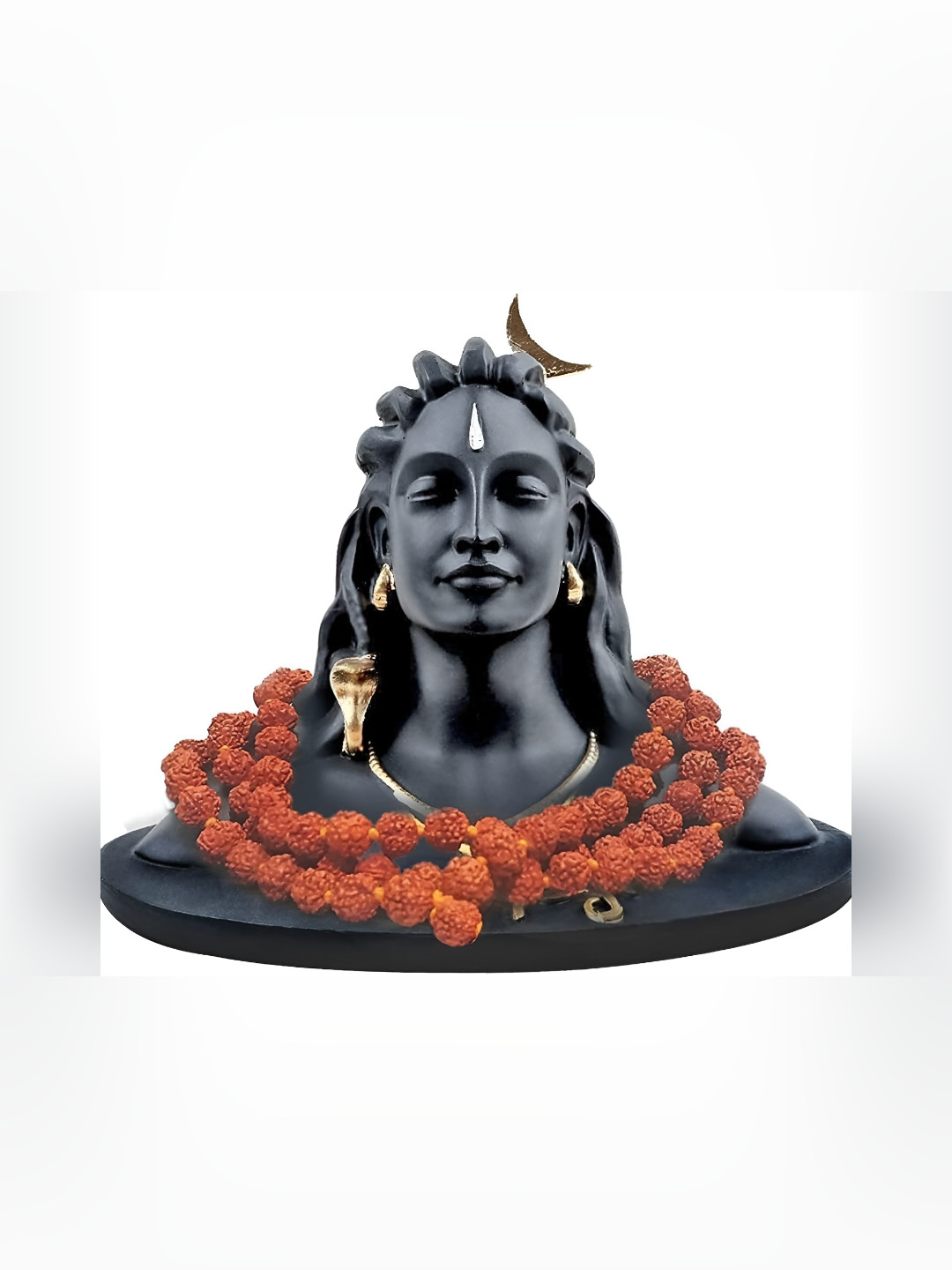 Navyaksh Adiyogi Shiv Bholenath Black Polyresin Glossy Prayer Room Set of 2 Small Showpieces - 5.1 Inches
