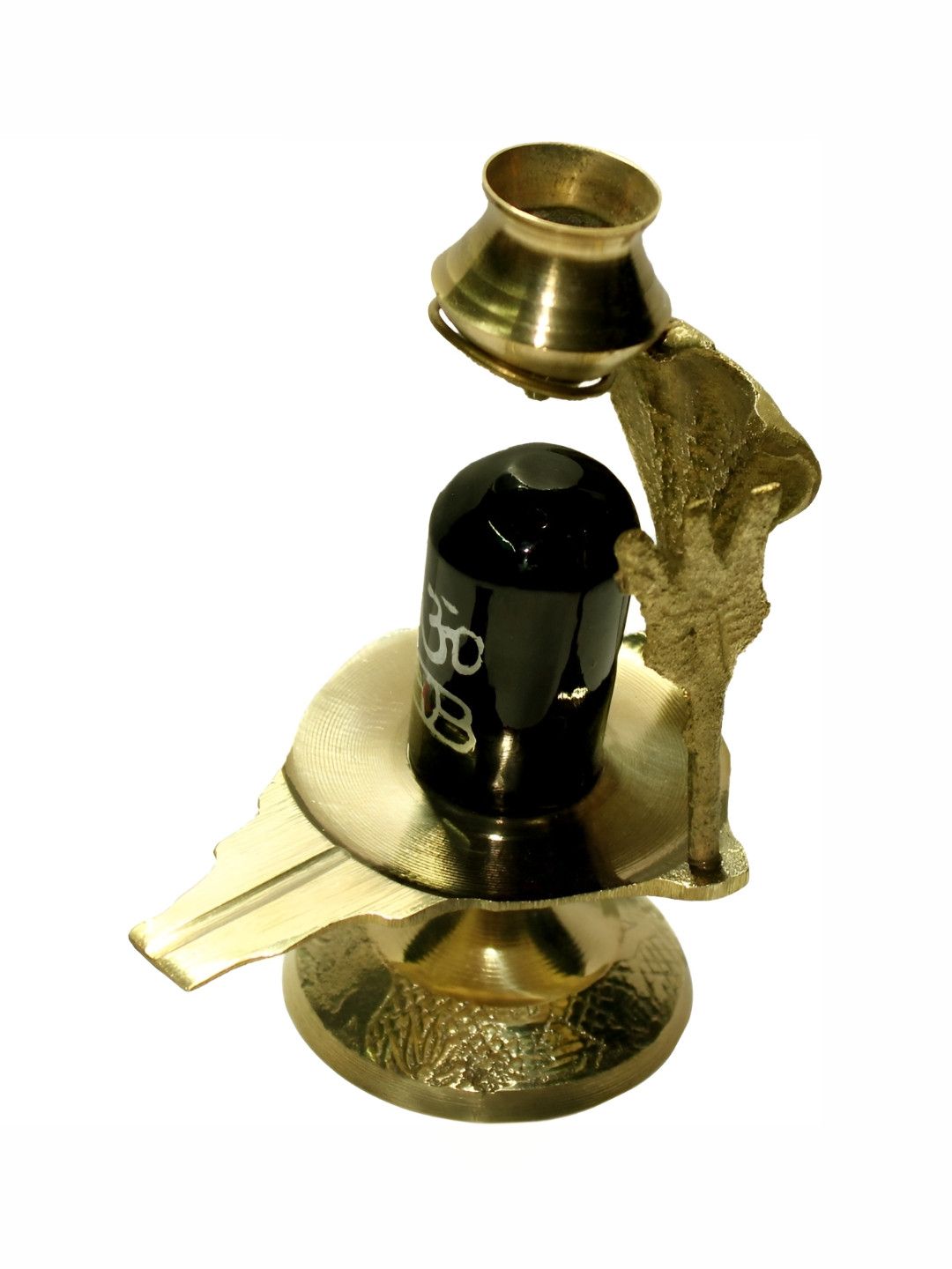 Navyaksh Shaligram Shiva Ling Copper Brass Metallic Prayer Room Set of 3 Small Showpieces - 4.2 Inches