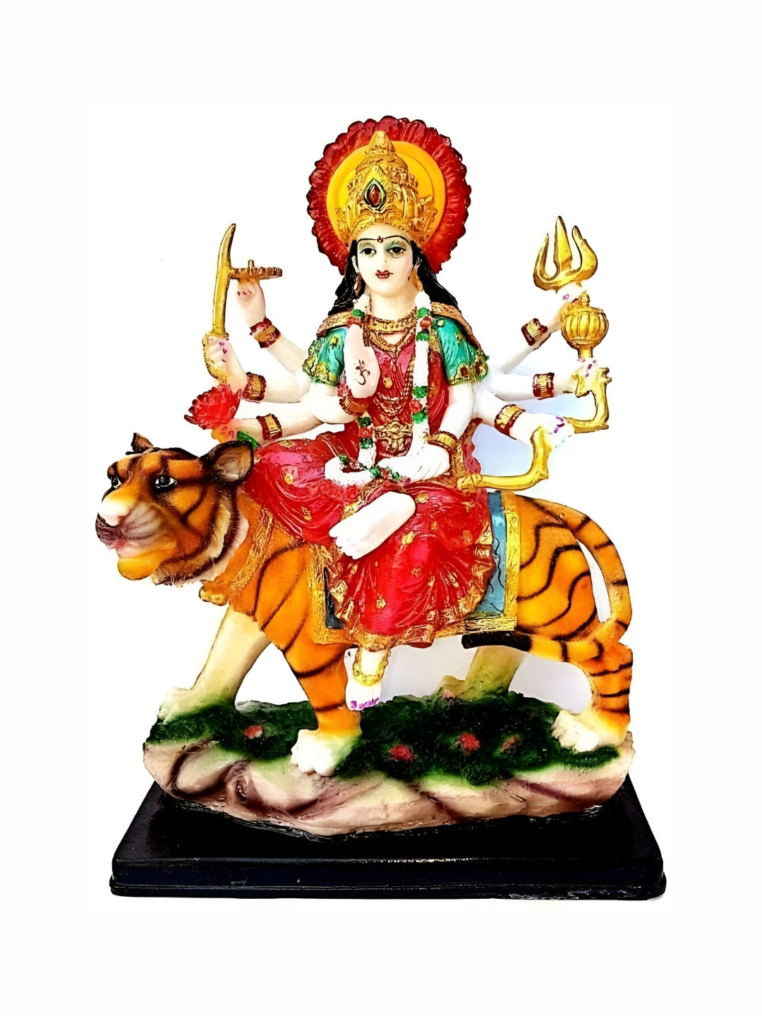 Navyaksh Goddess Maa Durga Devi Red Marble Glossy Living Room Small Showpiece - 3.1 Inches