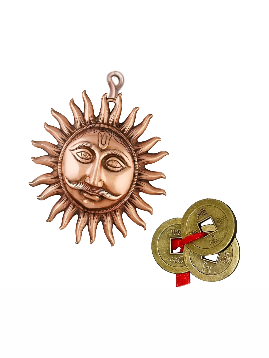 Navyaksh Copper Brass Metallic Prayer Room Set of 4 Small Showpieces - 3.1 Inches