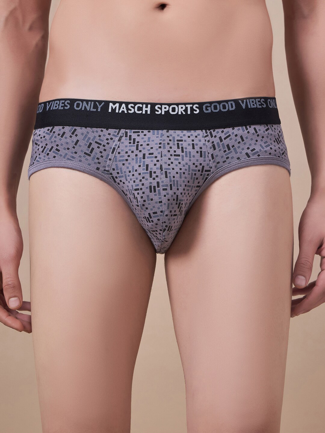 Masch Sports Geometric Printed Anti Microbial Basic Briefs BRF-1-PRT-ET-GRY