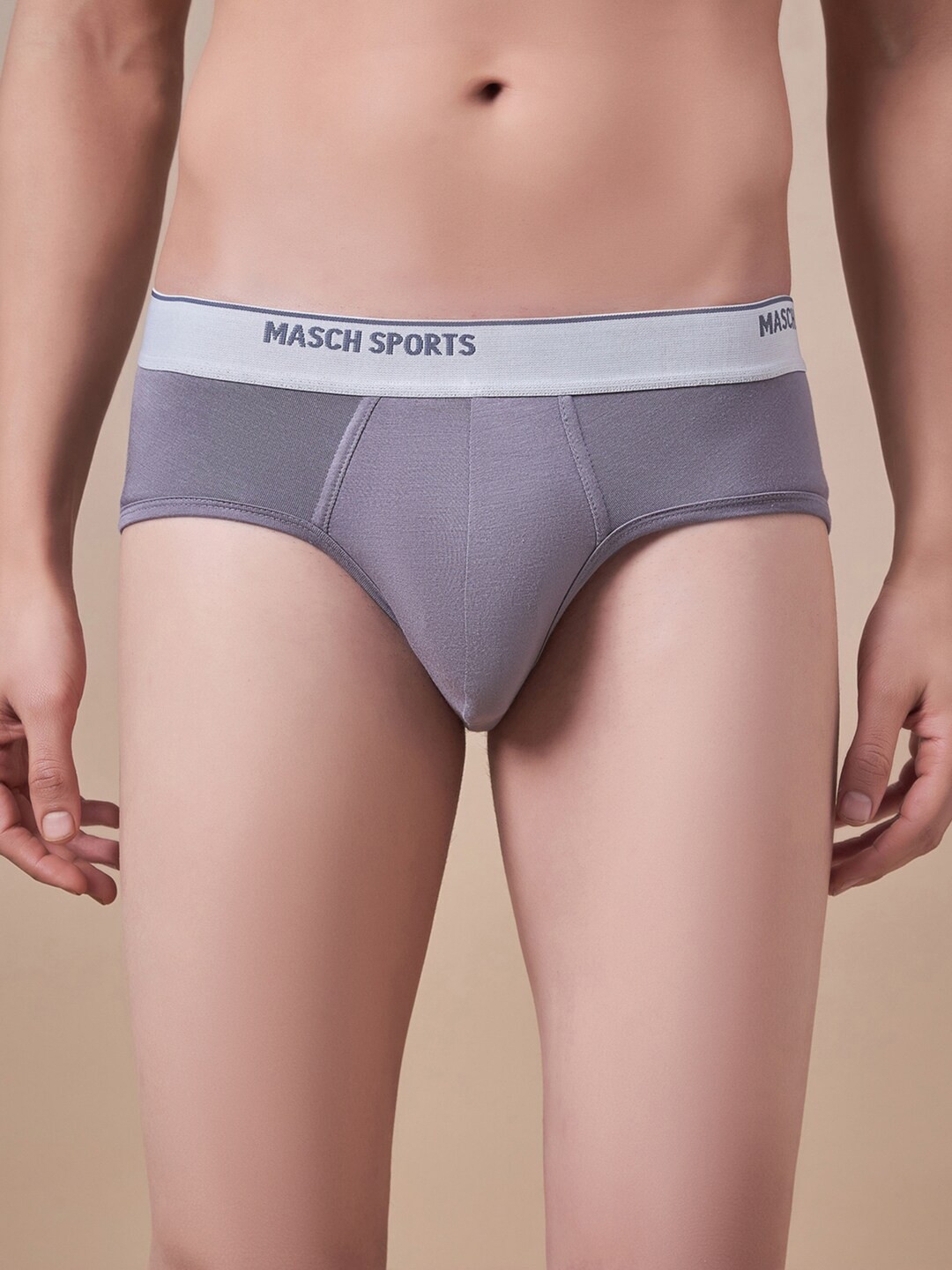 Masch Sports Mid-Rise Anti Microbial Basic Briefs BRF-1-SOL-ET-GRY