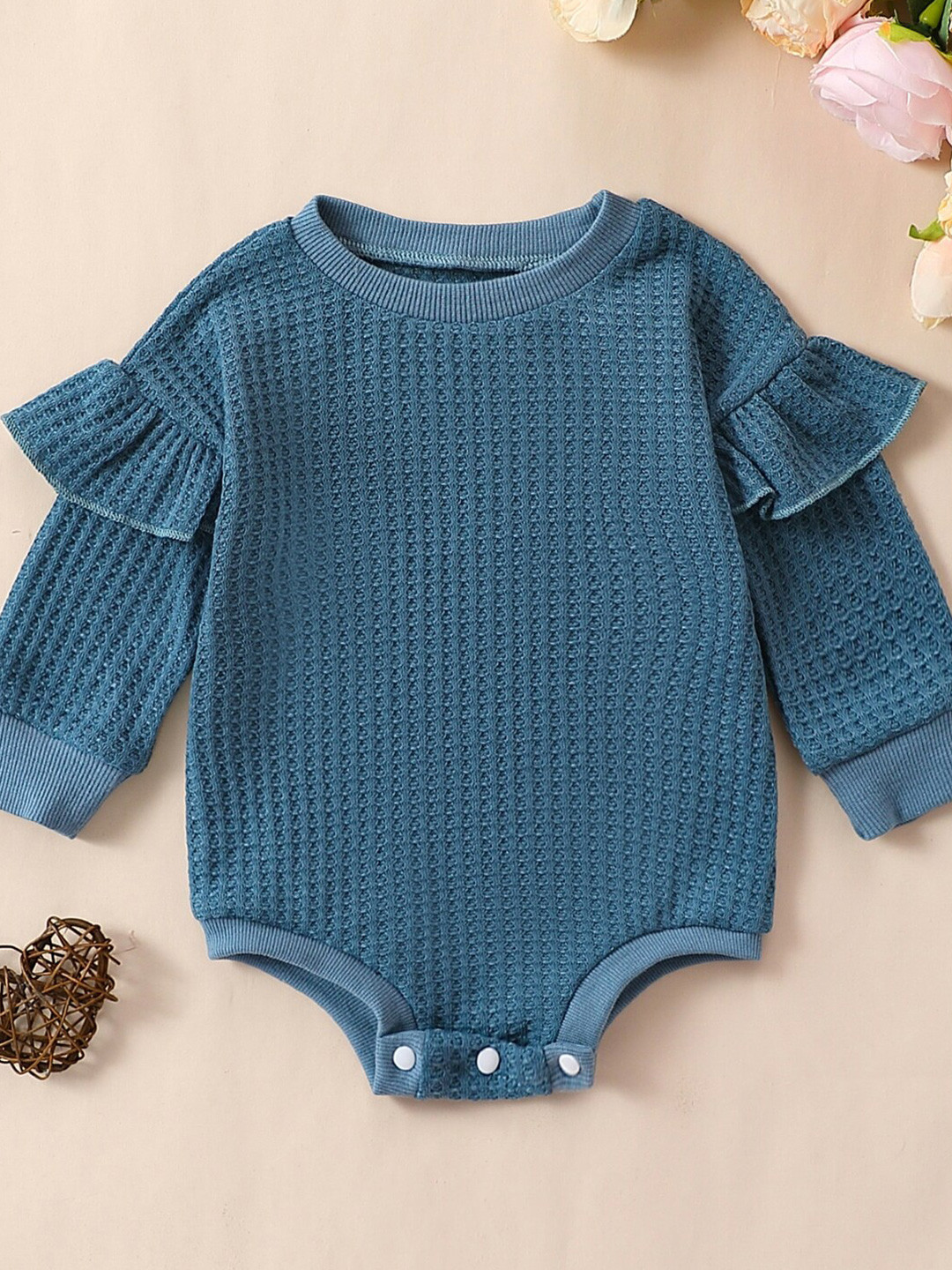 StyleCast Infants Girls Blue Knitted Bodysuit