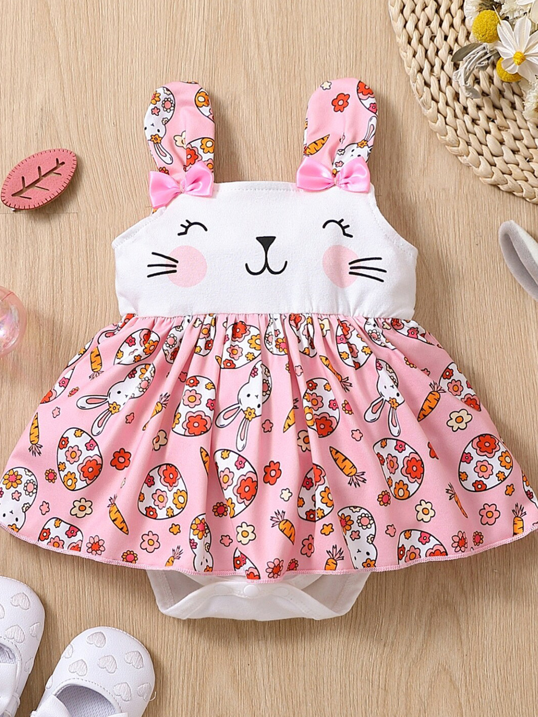 StyleCast Infant Girls Pink Graphic Printed Shoulder Straps Bodysuit