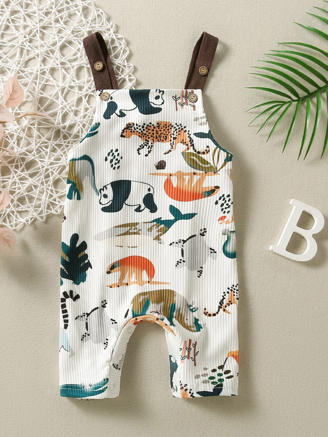 StyleCast Infants Girls White Printed Shoulder Strap Rompers