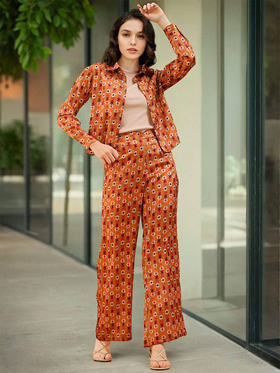 Freehand by The Indian Garage Co Printed Shirt and Trousers Co-Ords