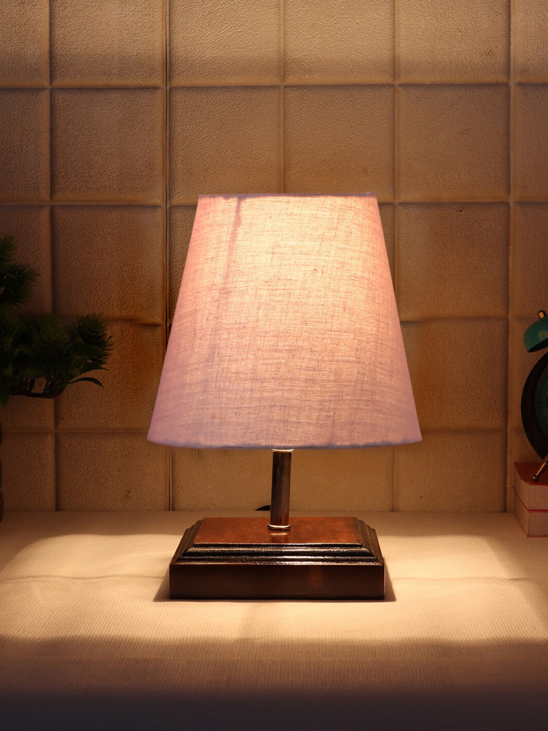 Devansh Grey Table Wooden Frustum Table Lamp