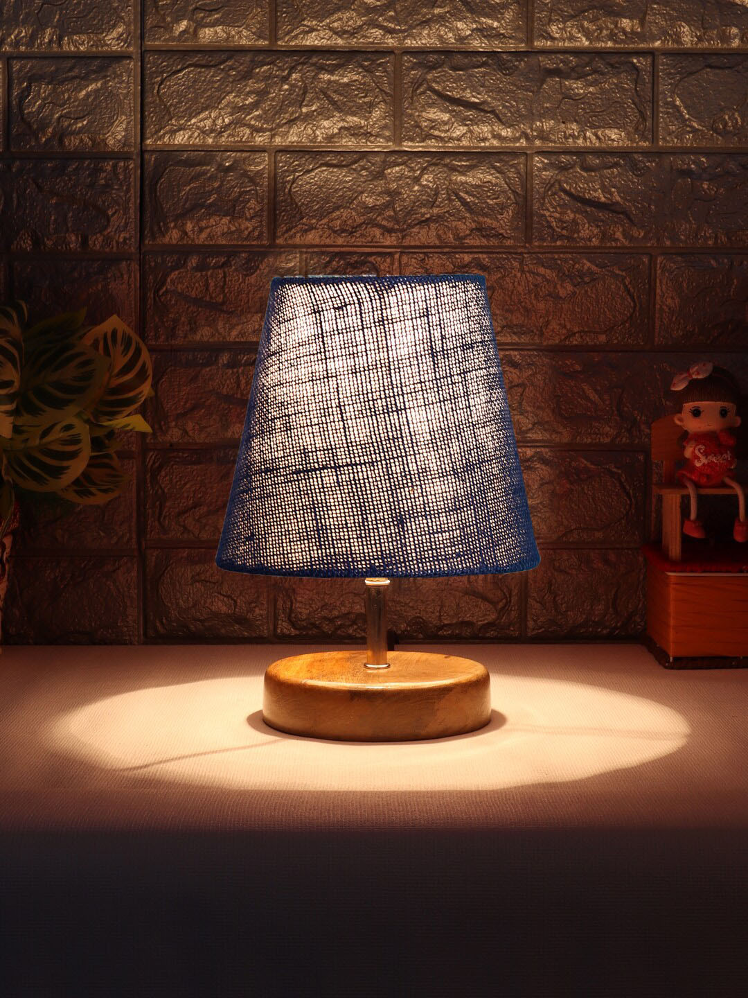 Devansh Blue Textured Table Lamp