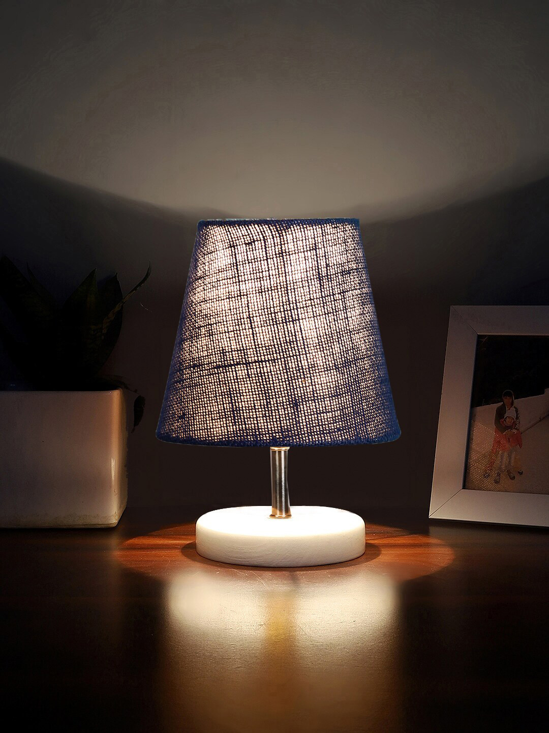 Devansh Blue Textured Table Lamp