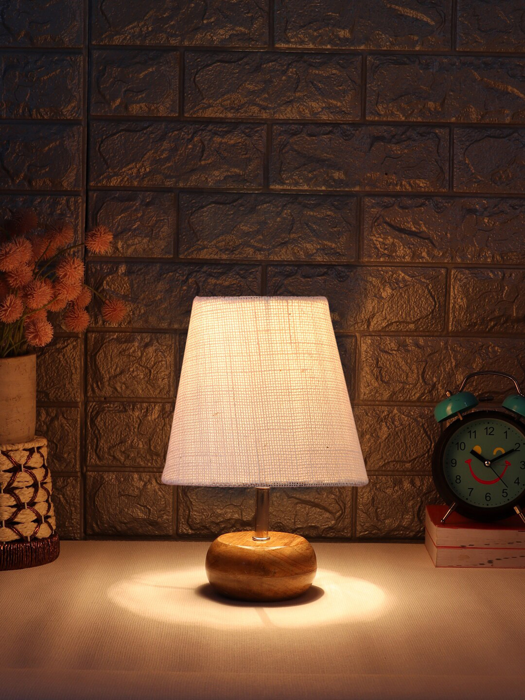 Devansh White Textured Table Lamp