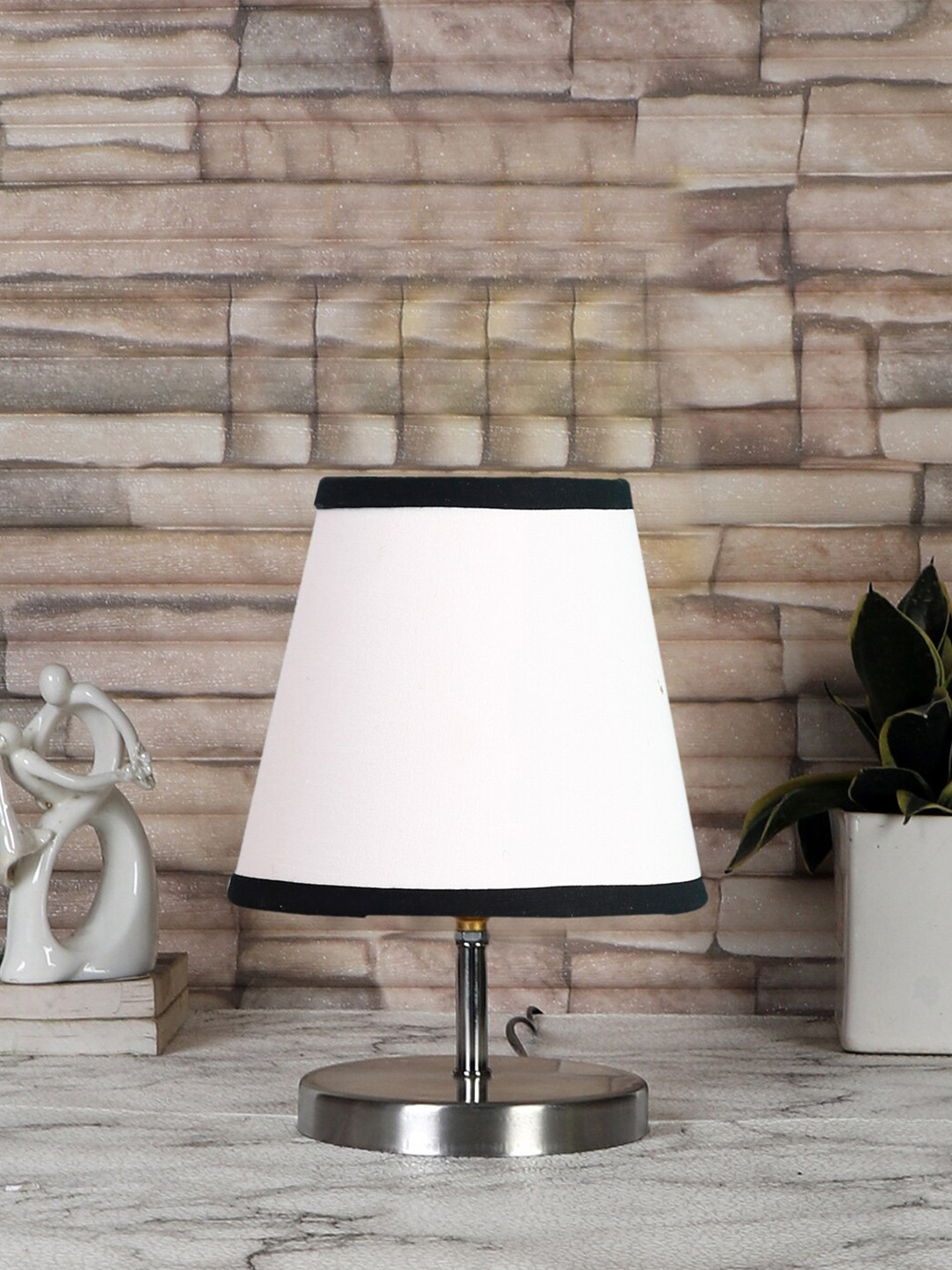 Devansh White & Black Iron Contemporary Table Lamp