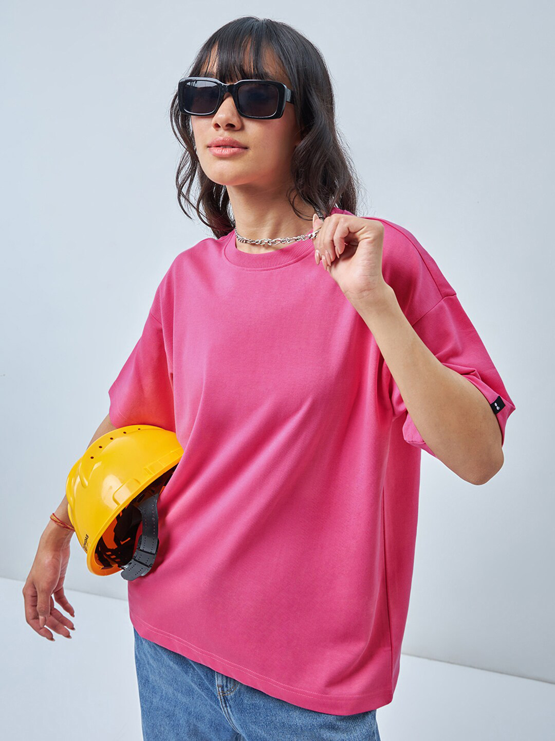 Bewakoof Heavy Duty 1.0 Women Pink Oversized T-shirt