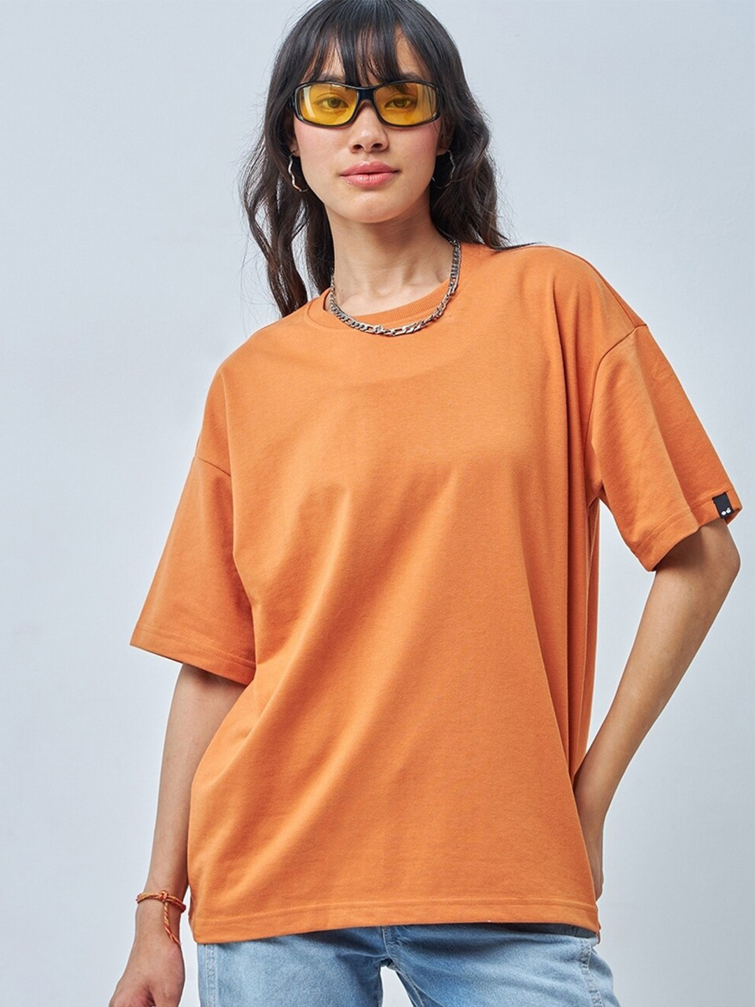 Bewakoof Heavy Duty 1.0 Women Orange Oversized T-shirt