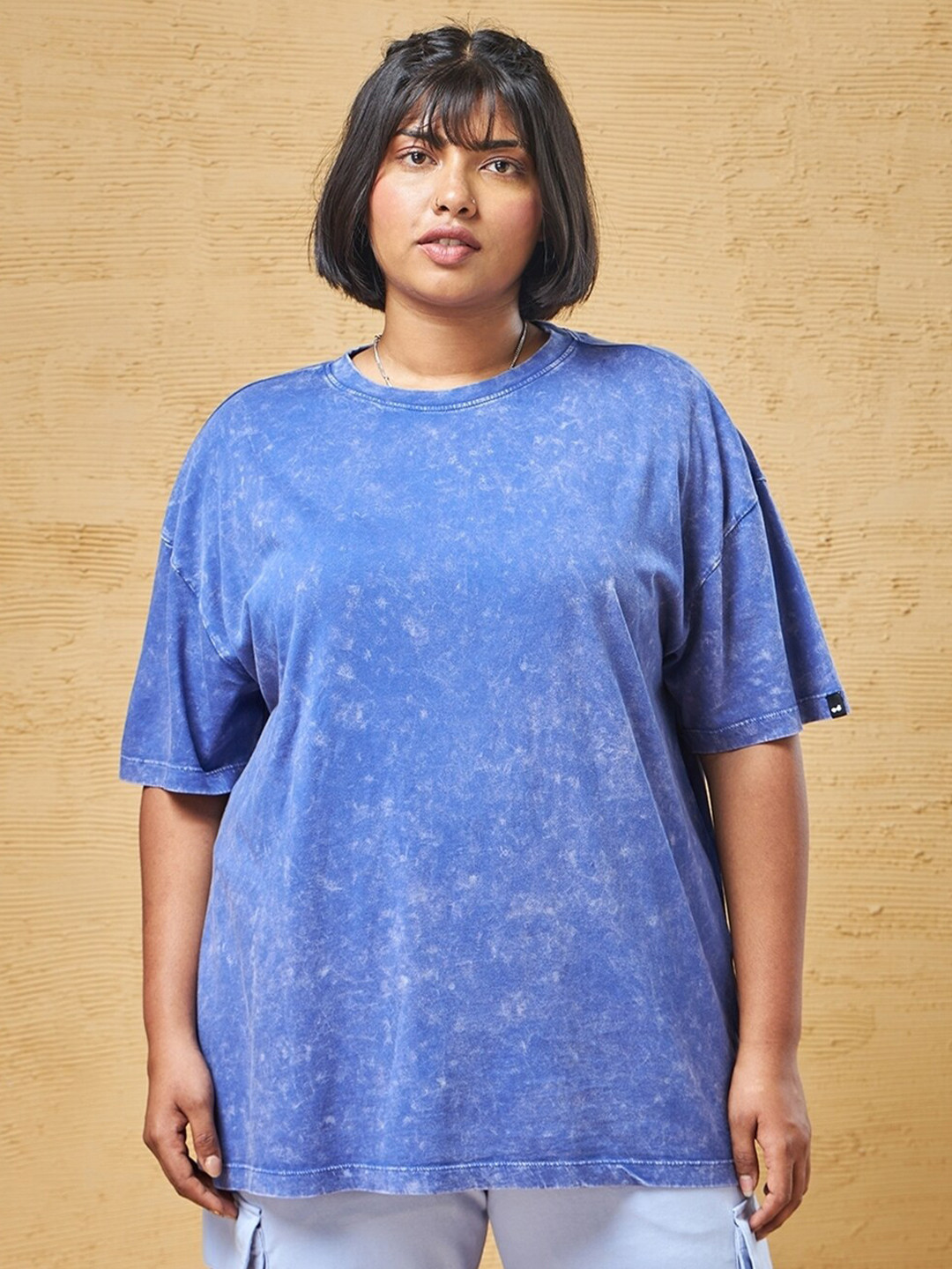 Bewakoof Plus Cotton Self Designed T Shirt