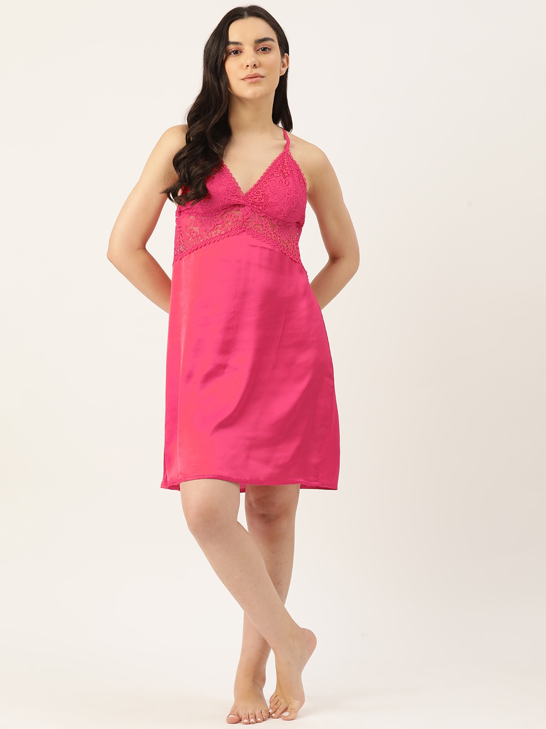 Buy Ms.Lingies Satin Nightdress Nightdress for Women 26834076