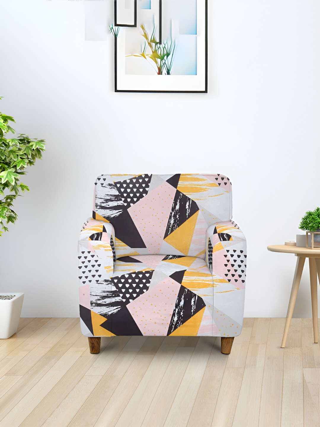 Aura Black & Pink Printed 1 Setater Sofa Cover