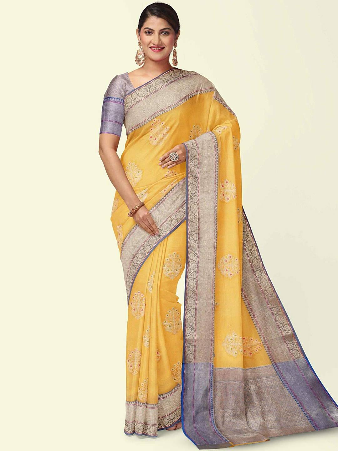 PTIEPL Banarasi Silk Works Woven Design Zari Cotton Banarasi Saree