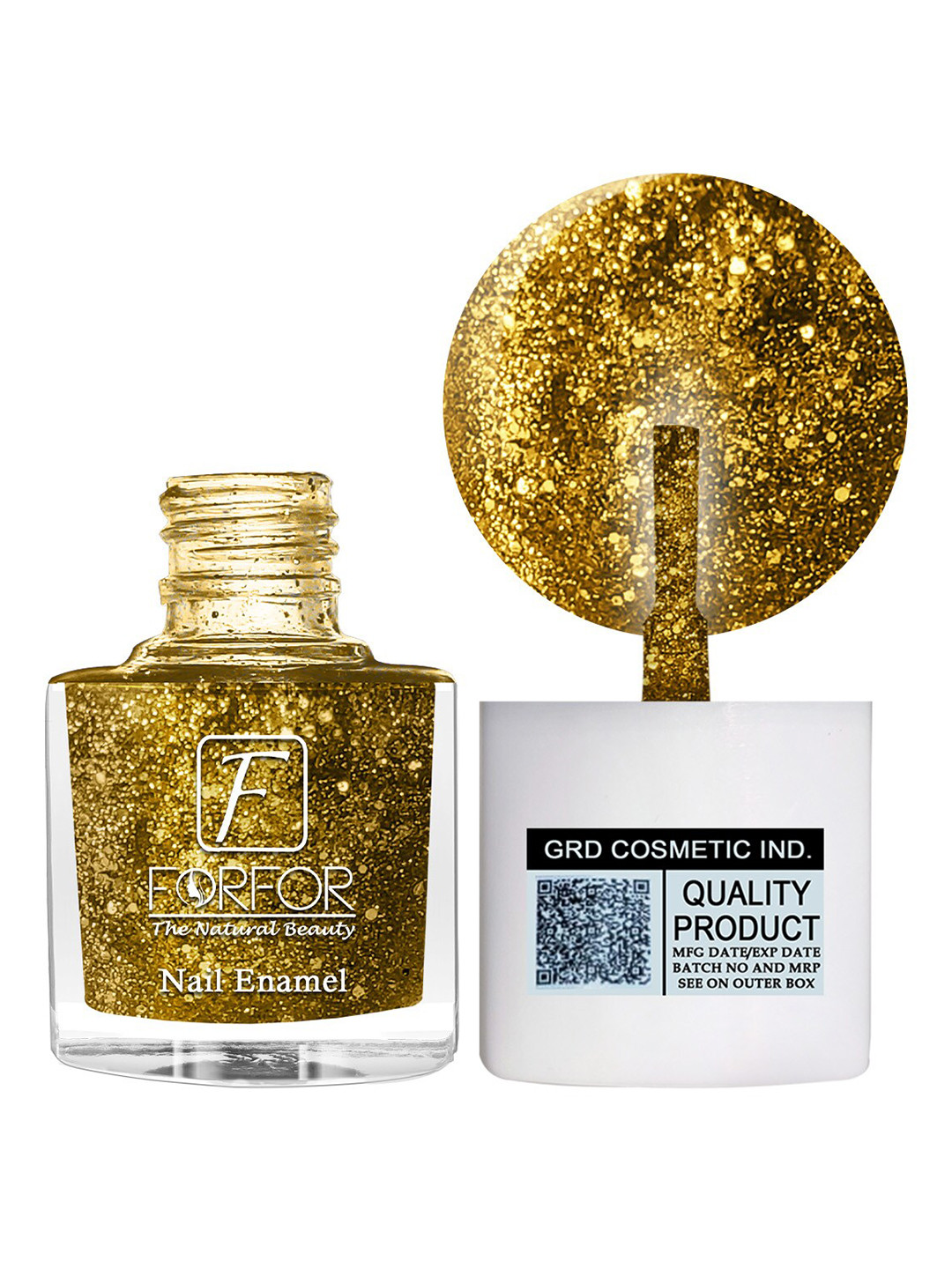 FORFOR 6-Pcs Glitter Nail Polish-5ml Each-Red-Turquoise-Baby Pink-Yellow-Light Pink-Green