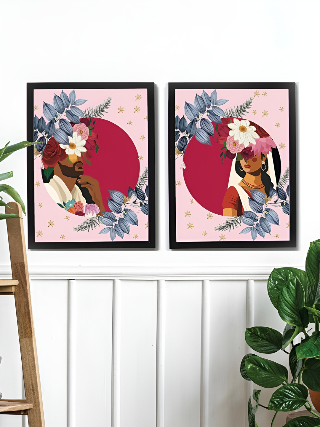 Art Street Synthetic Wood 2 Pcs Living Room Rectangle Paintings Wall Art -12.68 x 17.48In
