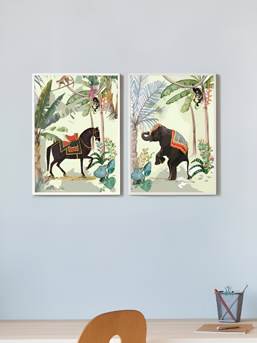 Art Street White & Green  2Pcs Other Paintings Wall Art