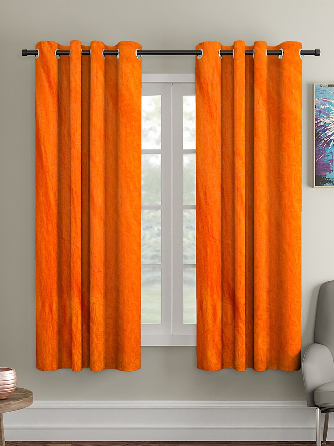 Aura Orange 2pcs Regular Window Curtain