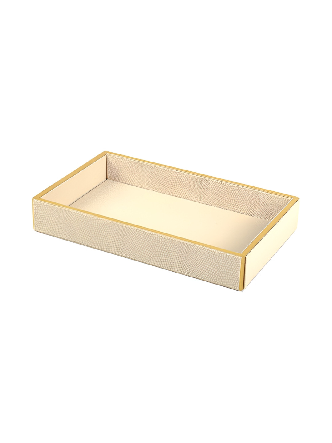 ICHKAN Cream Leather Rectangle Serving Tray