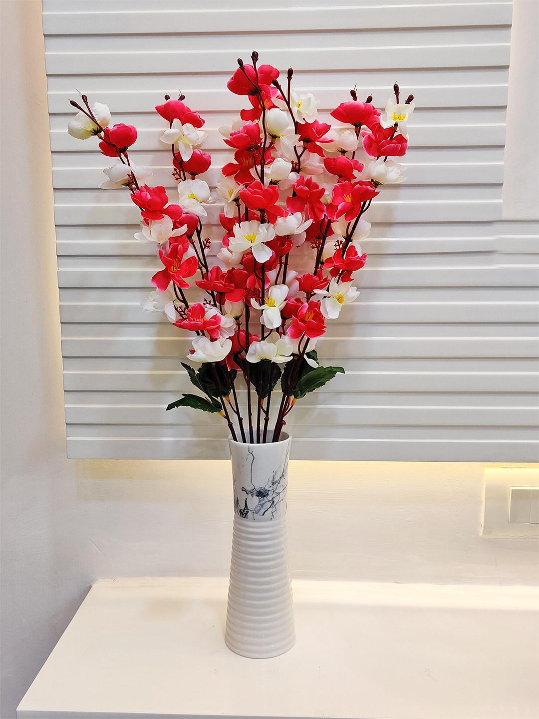 ARTSY White & Red Artificial Flowers and Plants